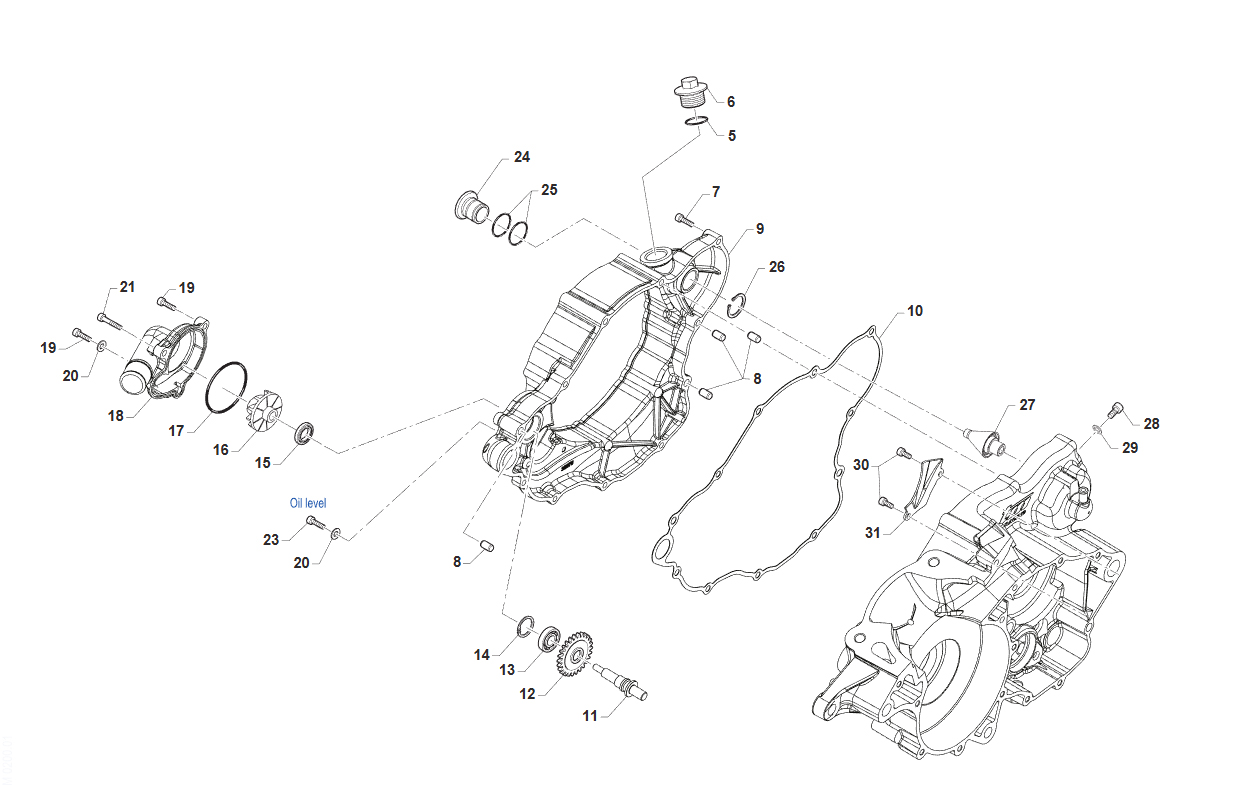 2T 250,300 EN/MX/SMR/SMX 2026 - MOTORE - LATO CARTER FRIZIONE